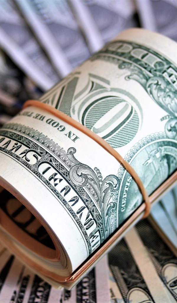 Доллары скрученные в рулон с резинкой