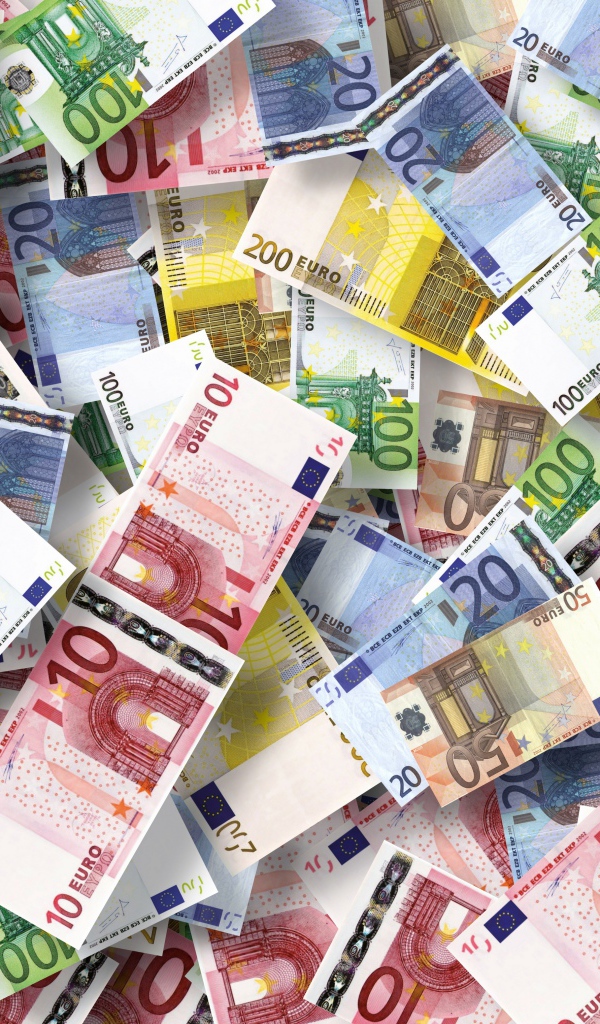 Lot of euro bills close up