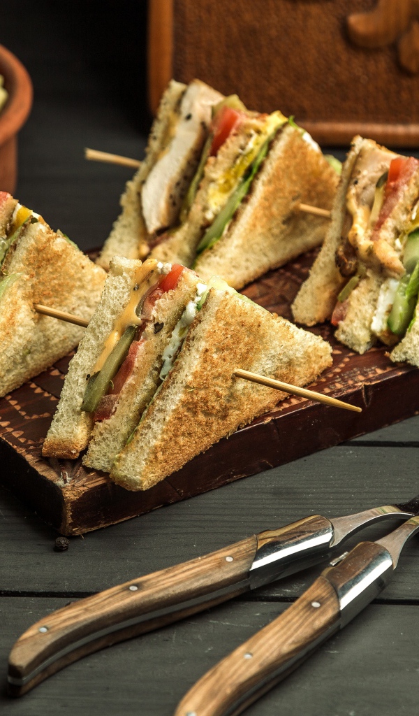 Вкусные сэндвичи с хрустящим хлебом