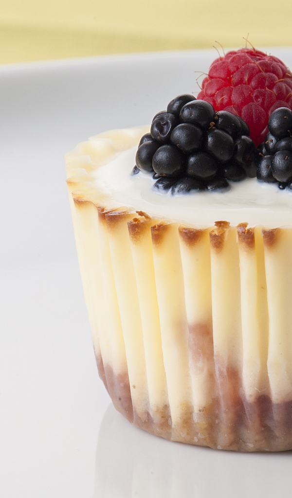 Аппетитный десерт с ягодами черники и малины 