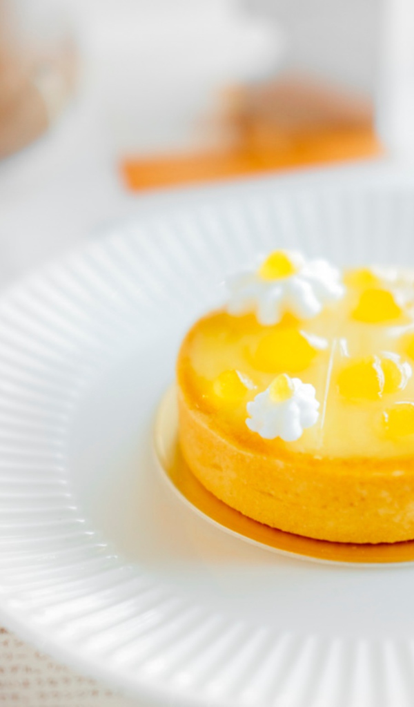 Вкусный творожный десерт на белой тарелке