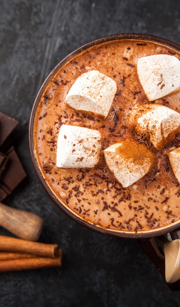 Горячий шоколад с маршмеллоу в чашке