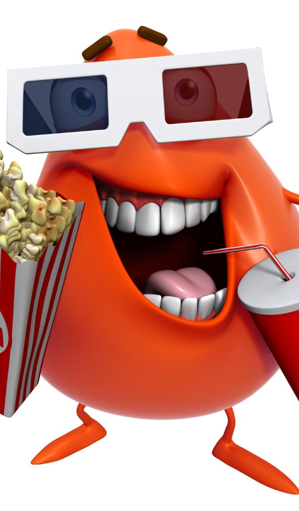 Яйцо в очках и с попкорном на белом фоне