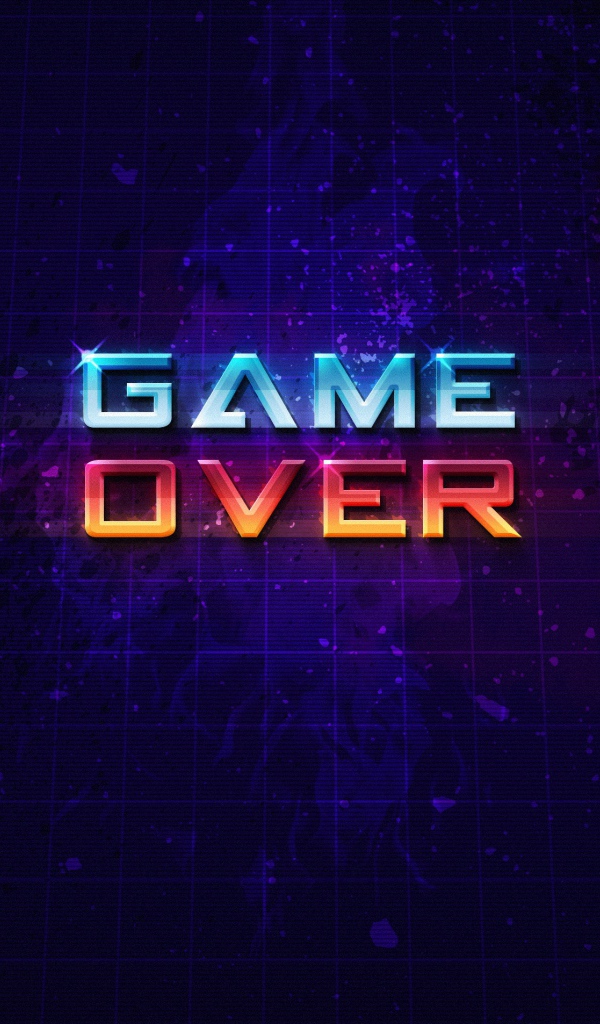 Неоновая надпись  Game Over на синем фоне