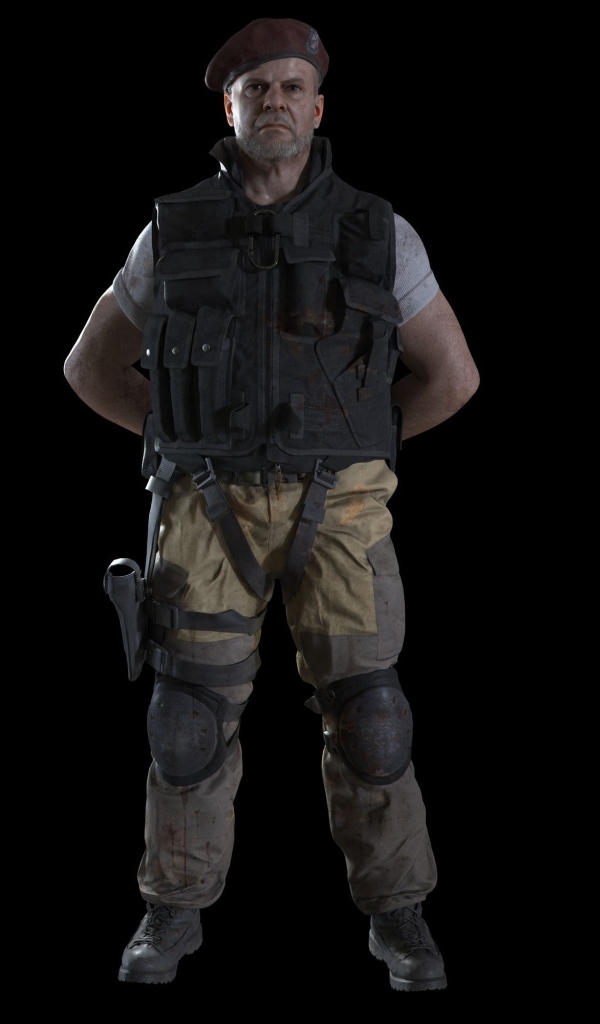 Солдат на черном фоне, персонаж компьютерной игры Resident Evil 3