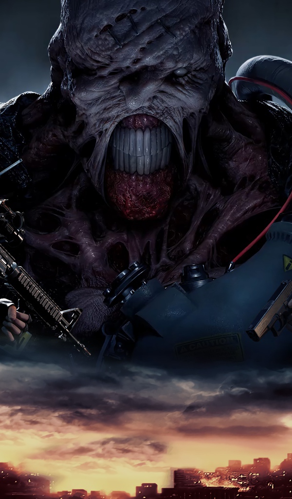 Soldiers and monster from the new computer game Resident Evil 3, 2020