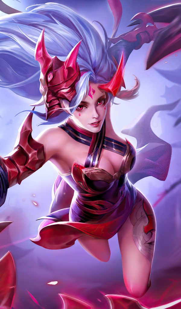 Девушка воин Yena с фиолетовыми волосами 