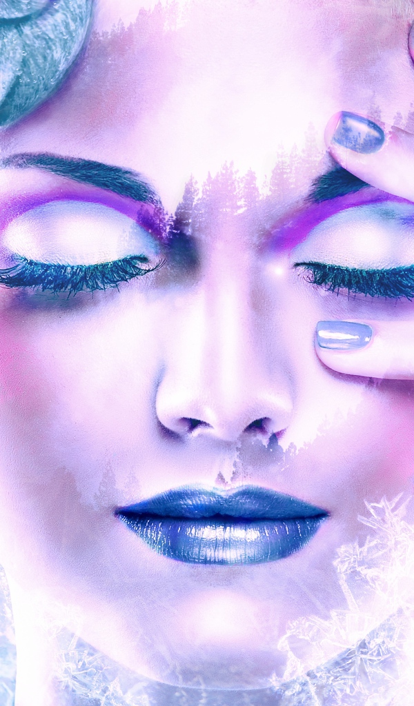 Красивая девушка с  макияжем с закрытыми глазами