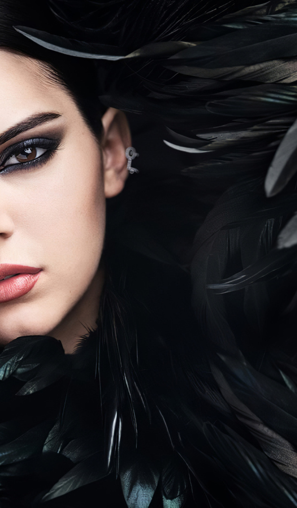 Американская модель Кендалл Дженнер в черных перьях 