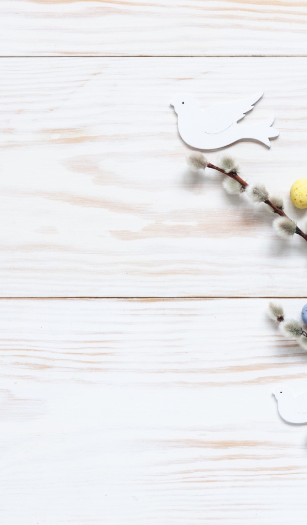 Ветка вербы на столе шаблон для открытки на Пасху 