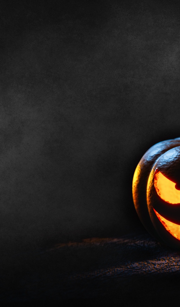 Грозная тыква на сером фон, шаблон для открытки на Хэллоуин