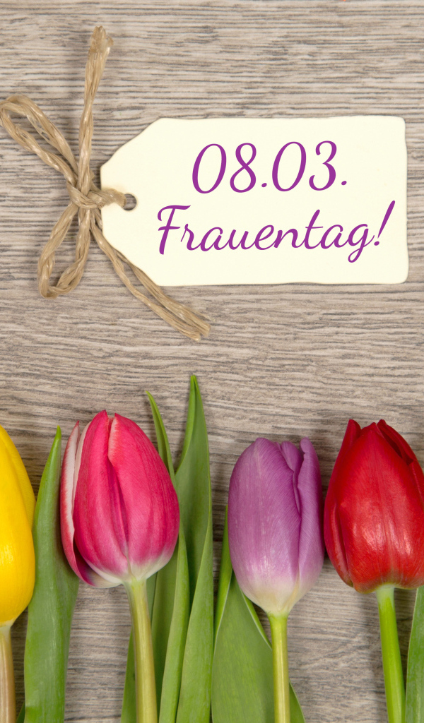 Букет разноцветных тюльпанов на 8 Марта