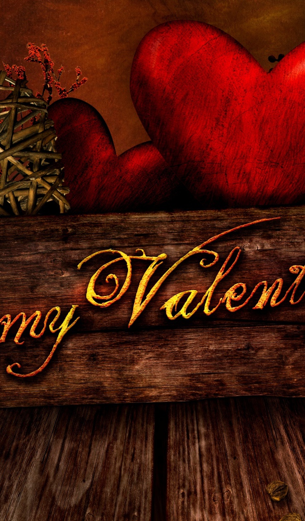 Надпись на доске с сердечками на День Святого Валентина