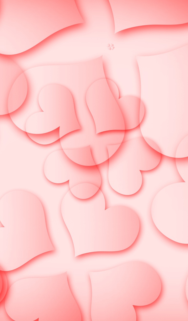 Drawing of hearts on a pink background