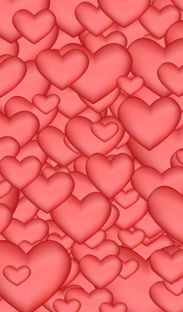 Много красных сердечек разного размера