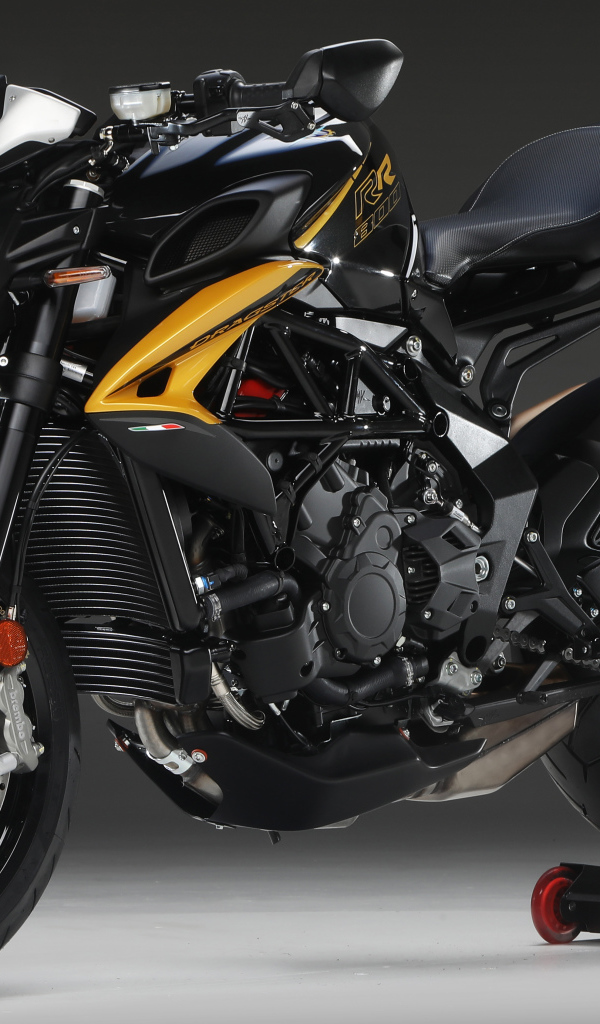 Black Agusta Dragster 800 RR SCS 2020 motorcycle on a gray background
