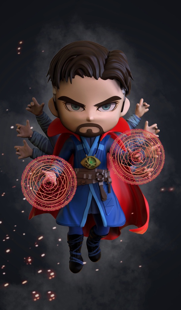 Персонаж Марвел Доктор Стрэндж на сером фоне