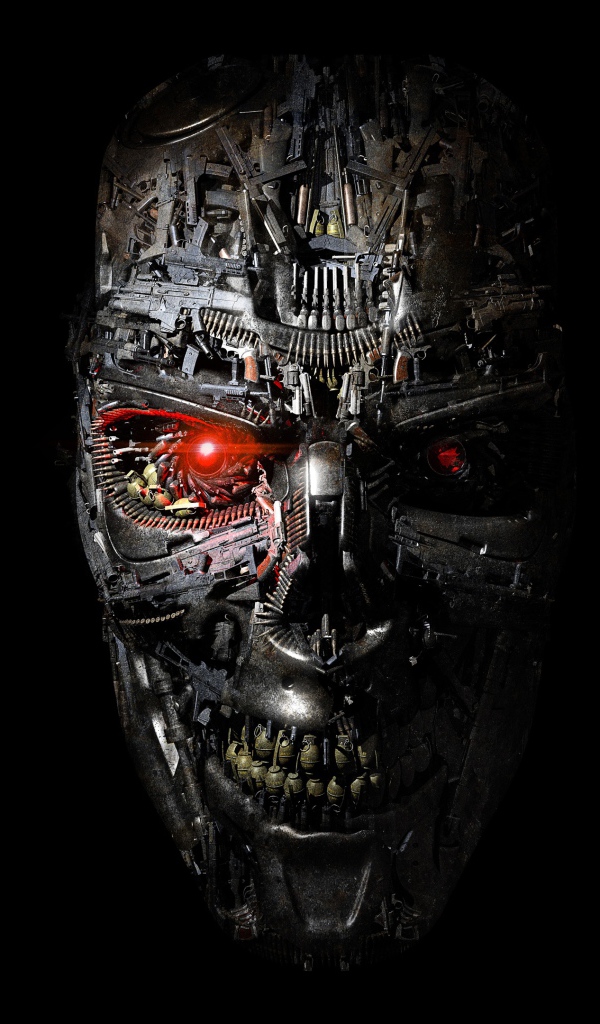 Маска терминатора на черном фоне