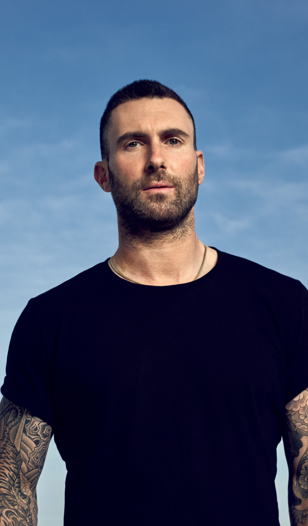 Американский певец Адам Левин на фоне неба