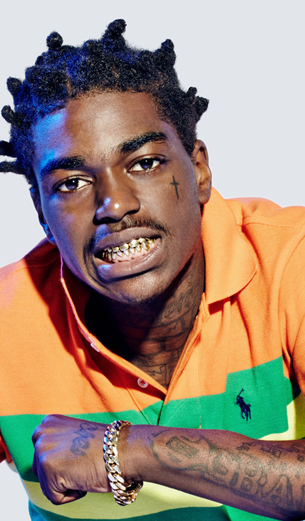 Хип-хоп исполнитель Kodak Black на сером фоне