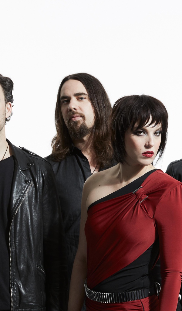 Рок группа Halestorm на белом фоне