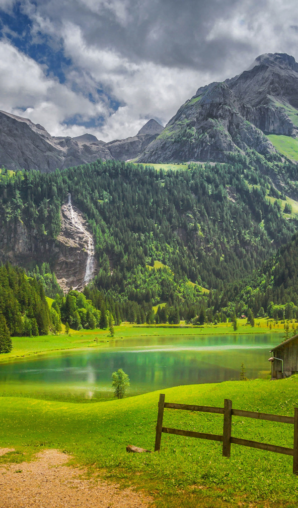 Красивый зеленый горный пейзаж 