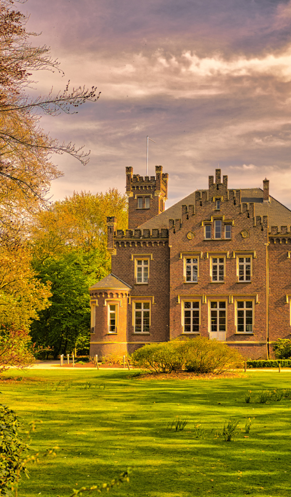 Большой трехэтажный дом в зеленом парке