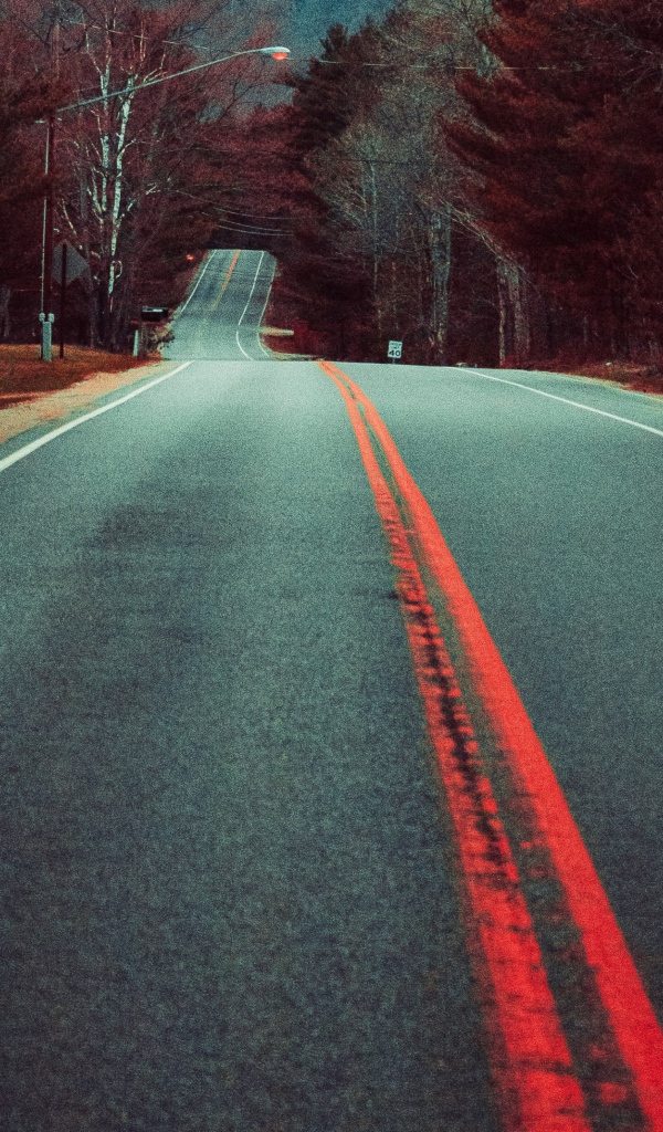 Ровная длинная асфальтовая дорога с разделительными линиями