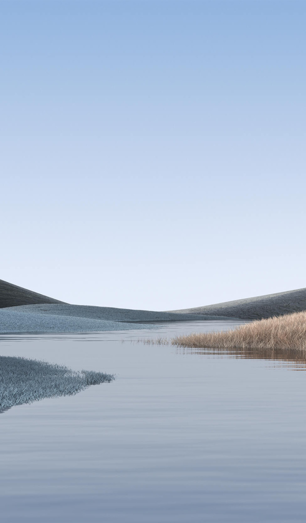 Речка на фоне голубого неба у гор