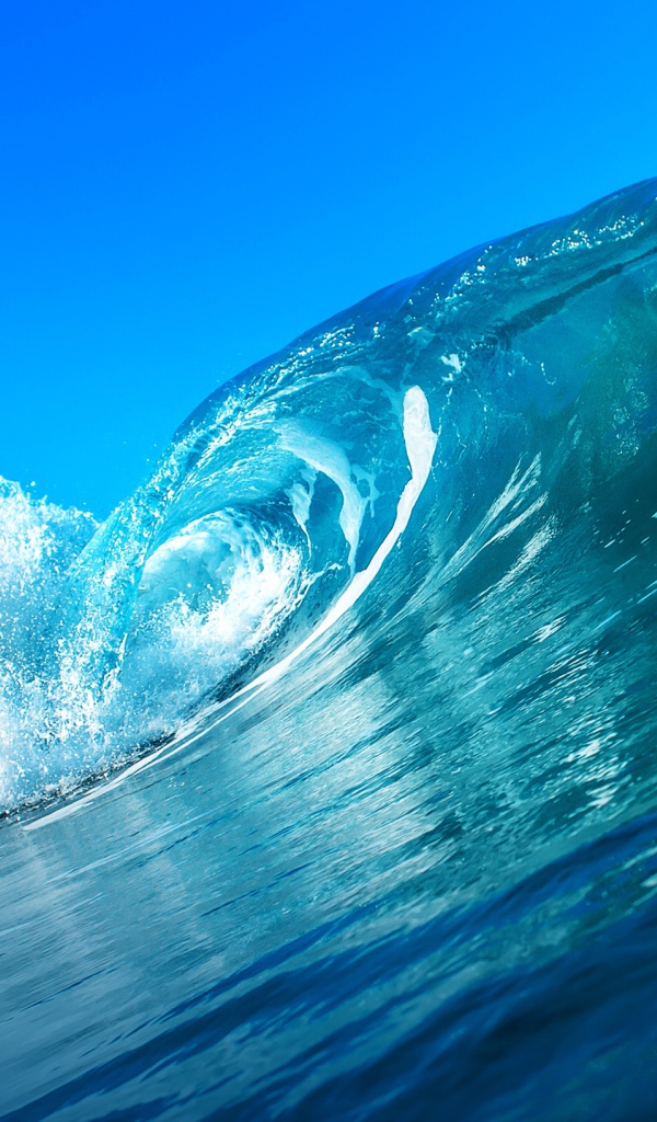 Beautiful blue wave in the ocean