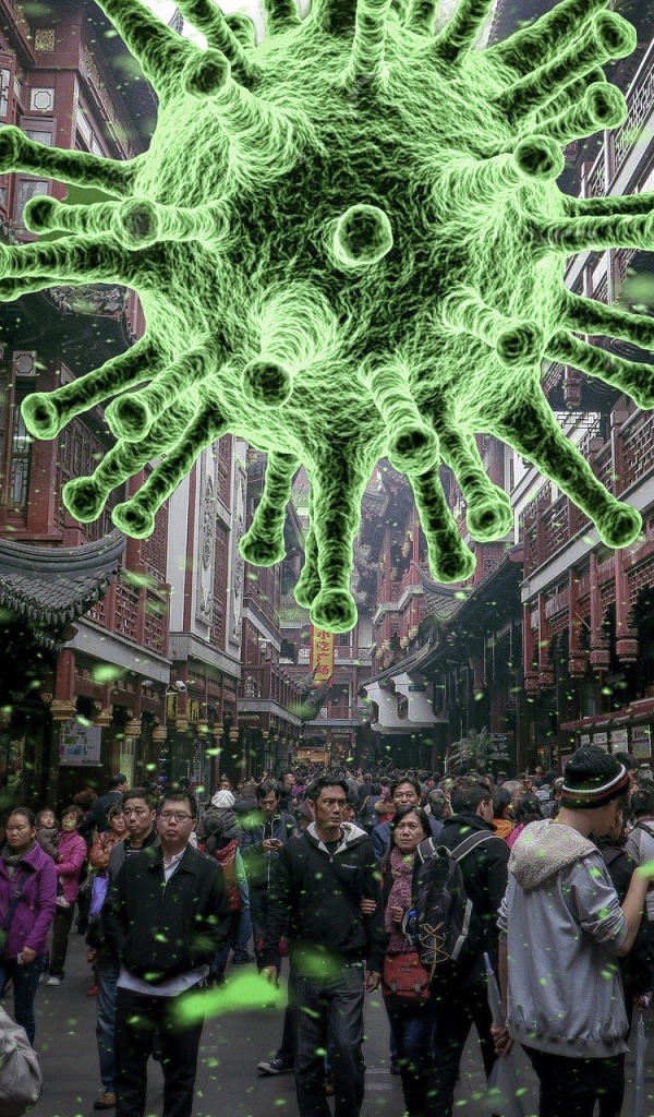 Вирус коронавируса навис над городом, Китай