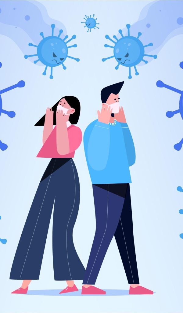 Мужчина и девушка защищаются от бактерий 