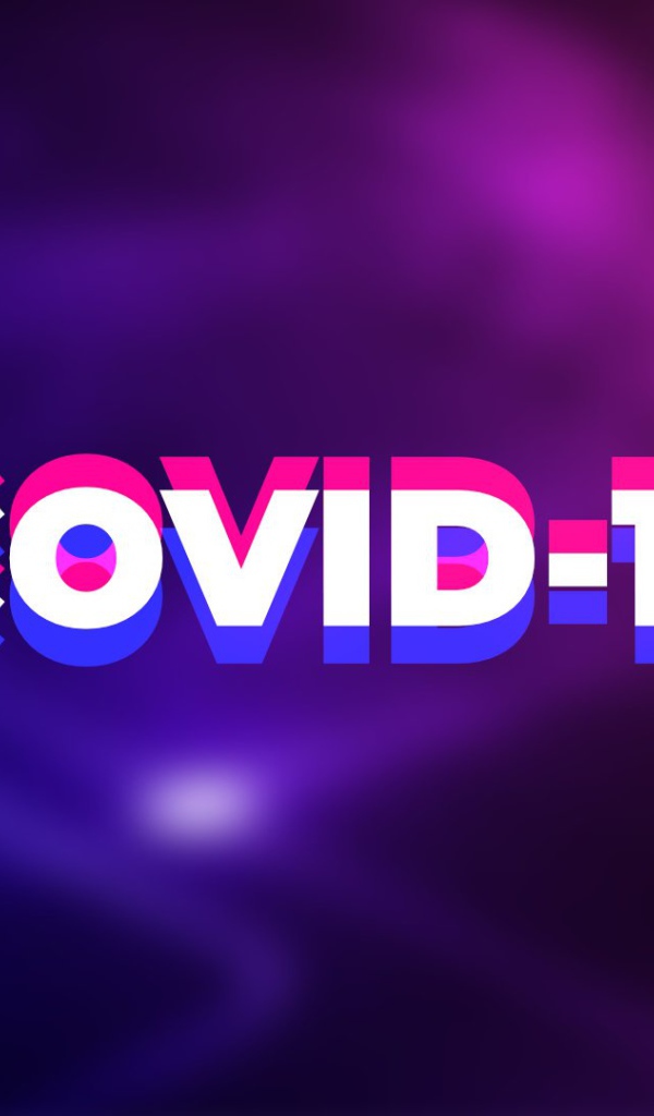 Надпись COVID-19 коронавирус на фиолетовом фоне