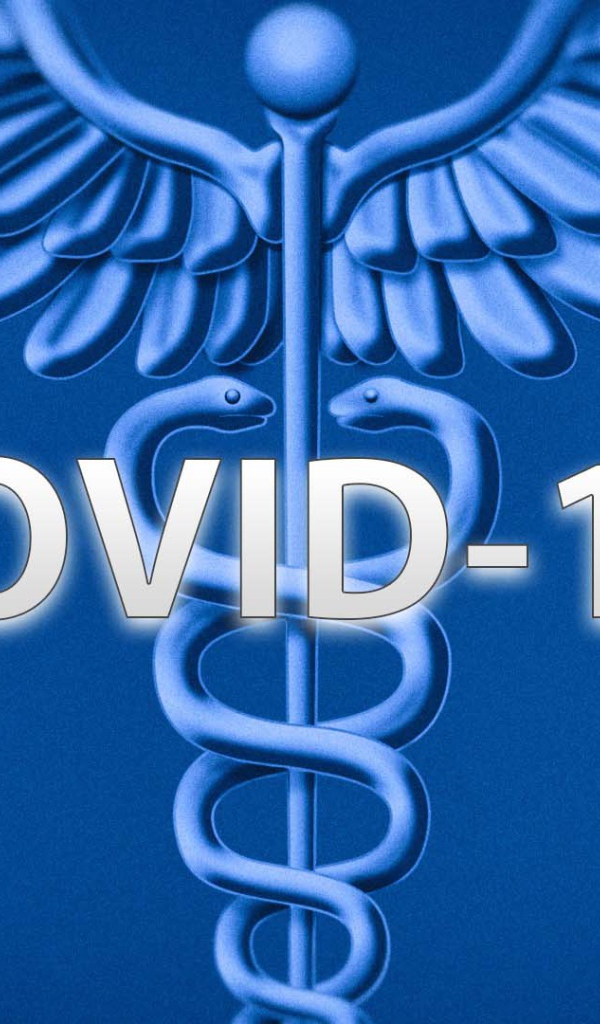 Надпись коронавирус covid-19 на синем фоне