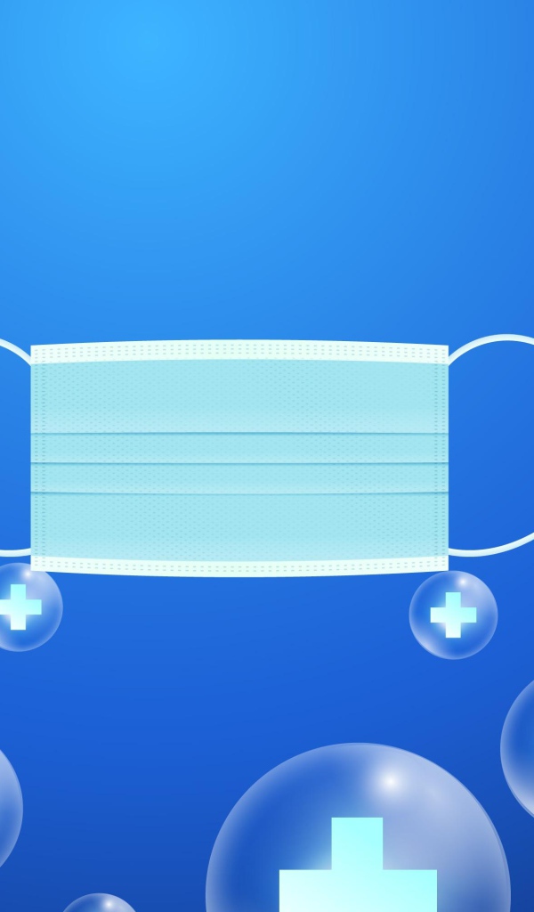 Медицинская маска от коронавируса на голубом фоне 