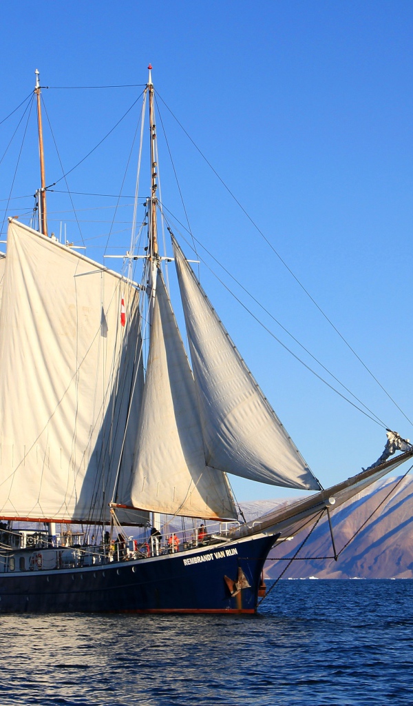 Large sailing yacht REMBRANT VAN RUN at sea