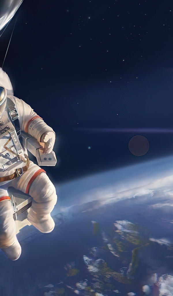 Астронавт вышел в открытый космос над землей 