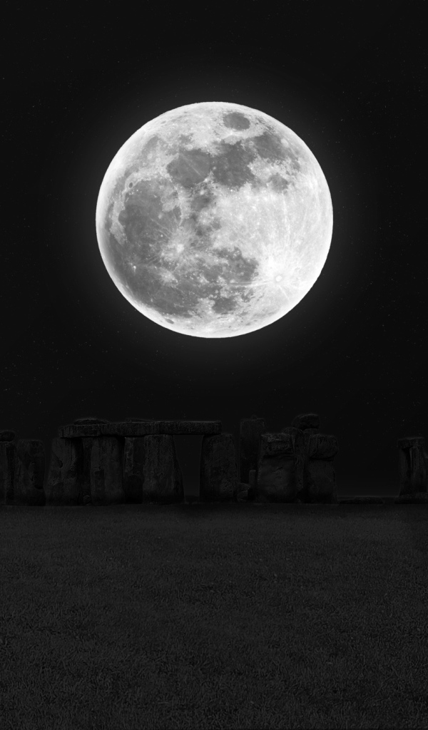 Большая яркая луна в ночном небе 