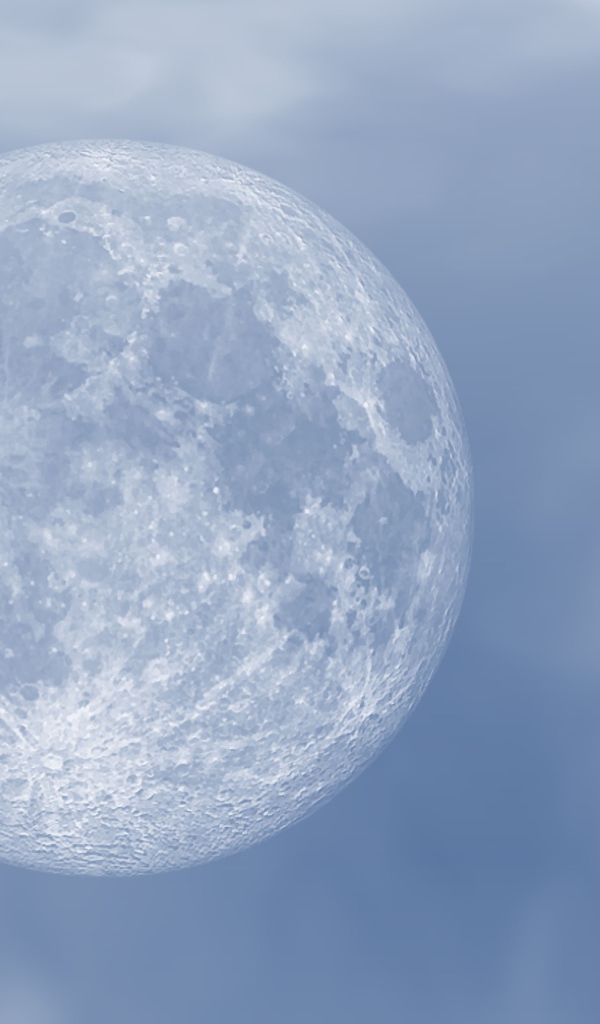 Большая белая холодная луна в небе 