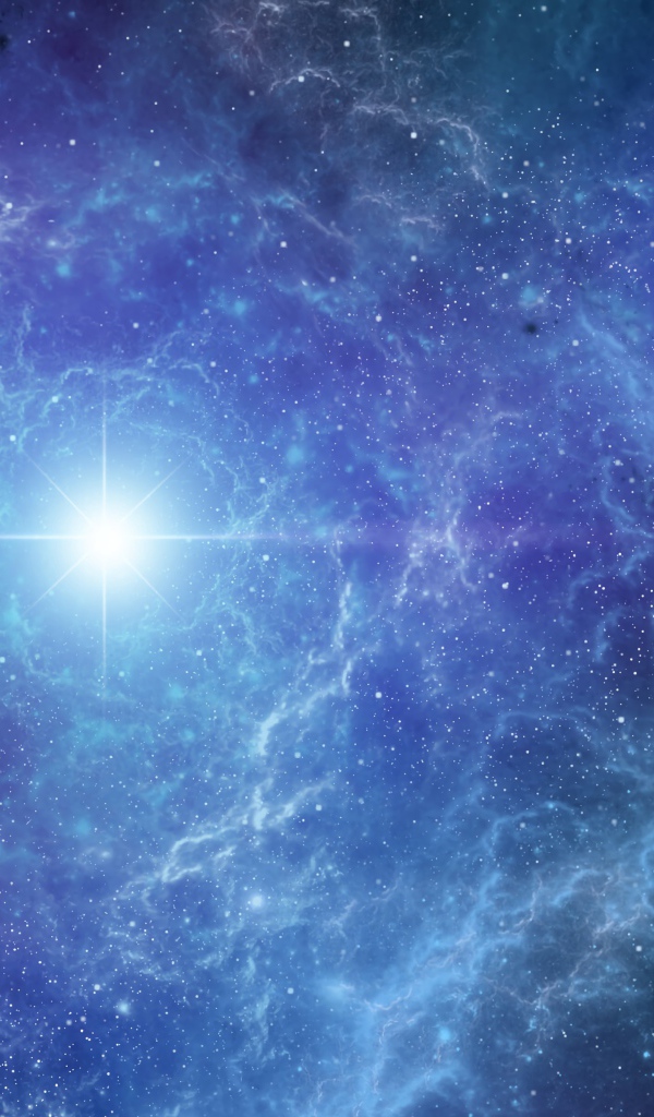 Яркая звезда в туманном звездном небе 