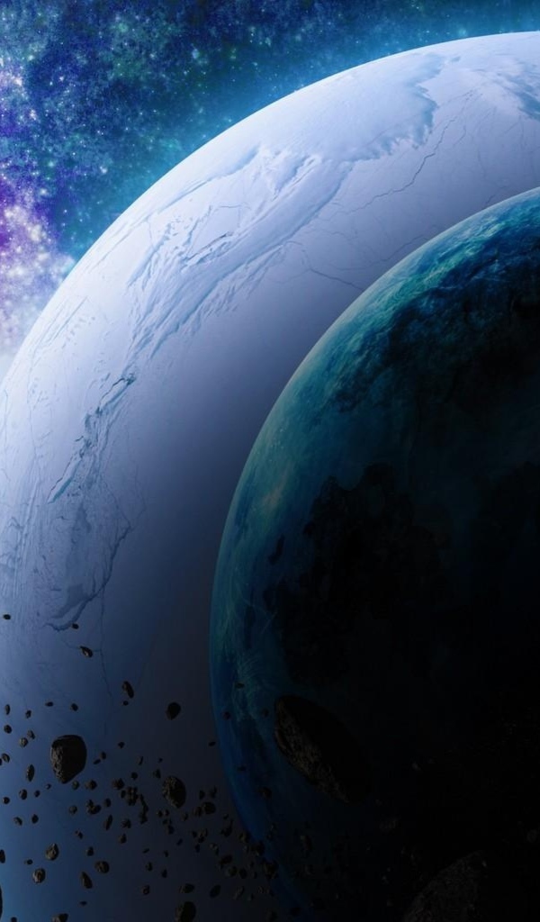 Планеты солнечной системы в космосе с астероидами