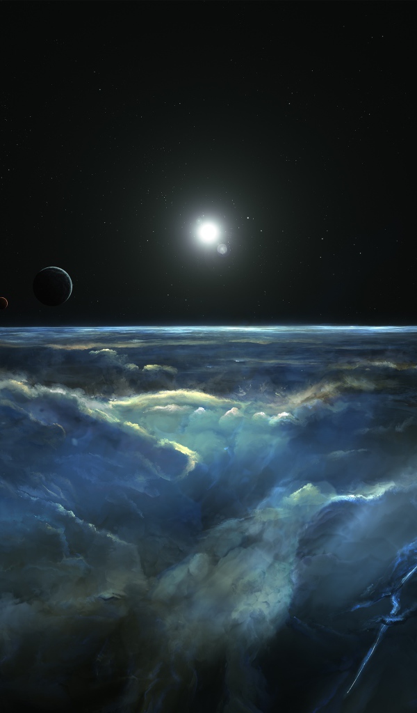 Штормовое небо с молнией вид с космоса