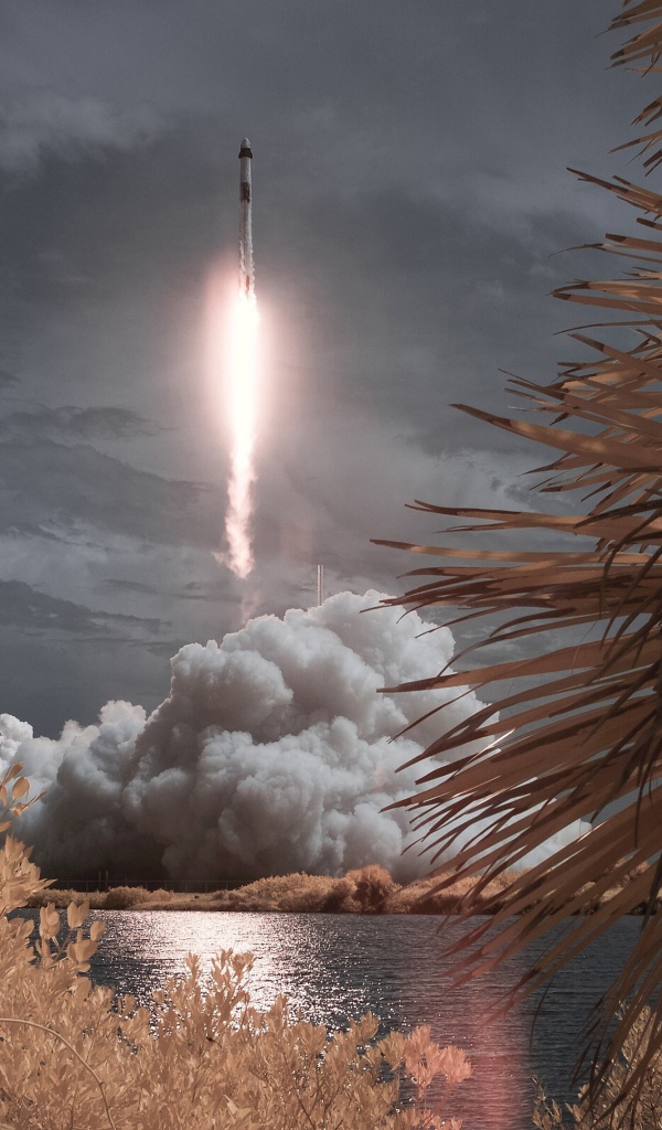 Ракета Falcon 9 совершает взлет с космодрома 