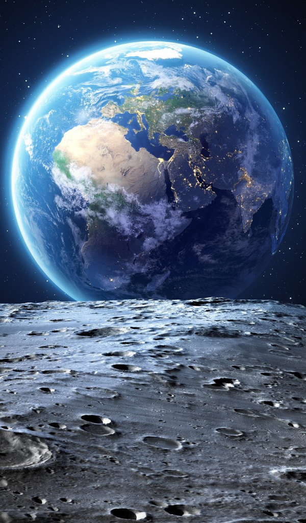 Вид на планету Земля с поверхности Луны