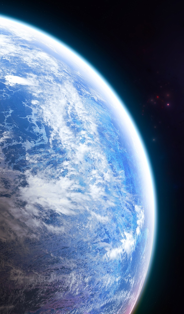Вид на огромную голубую планету Земля из космоса 
