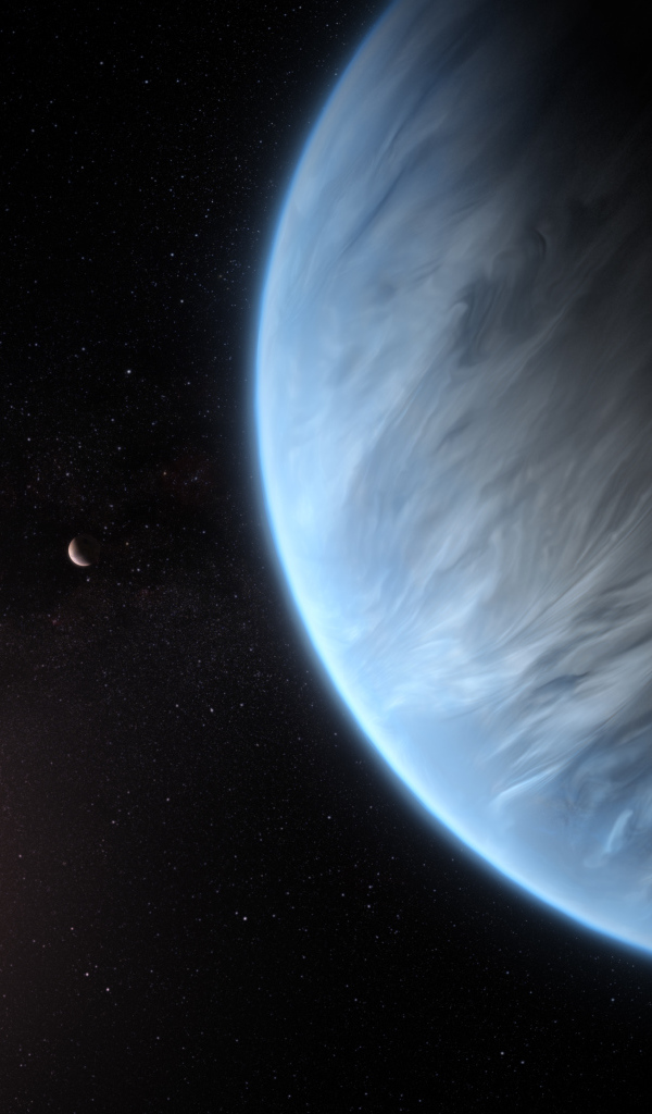 Вид на планету в черном космосе 