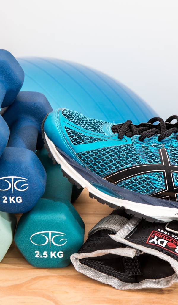 Голубые кеды с гантелями 