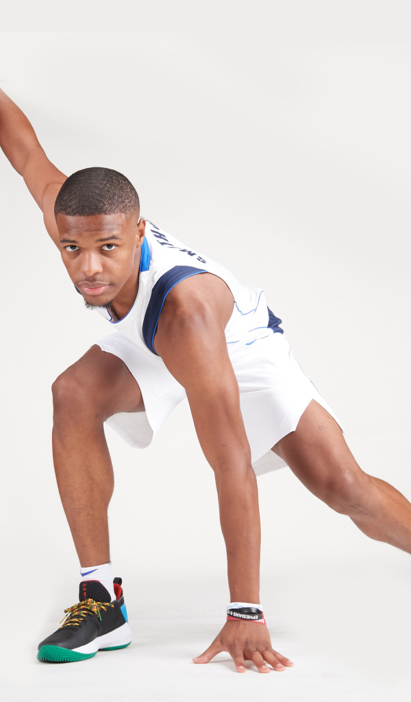 Американский баскетболист Деннис Смит с мячом