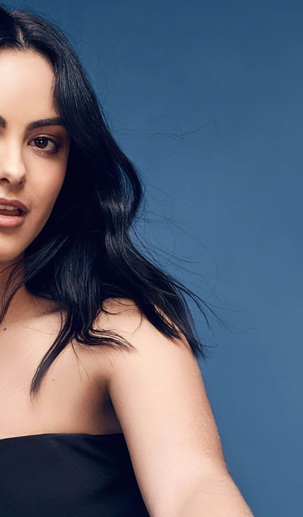 Красивая актриса Камила Мендес на синем фоне
