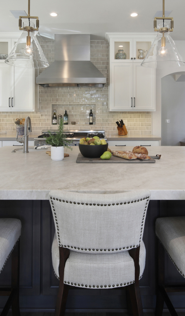 Большой стол в столовой с кухней 